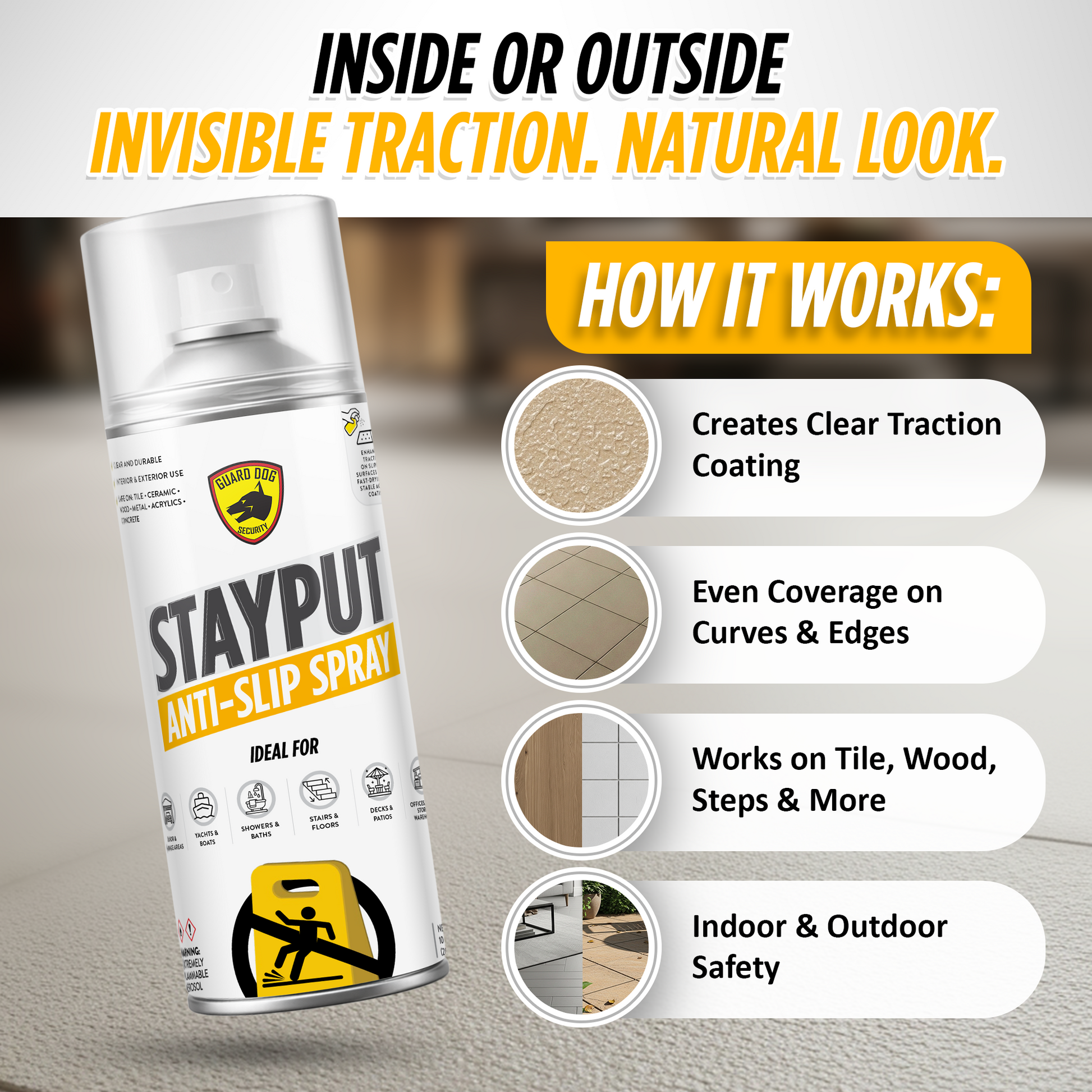 GD StayPut Anti-Slip Spray – Clear Grip Coating for Slippery Surfaces